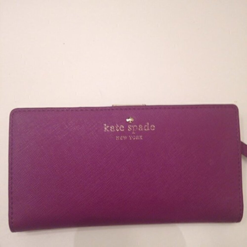 KATE SPADE purple leather slim wallet